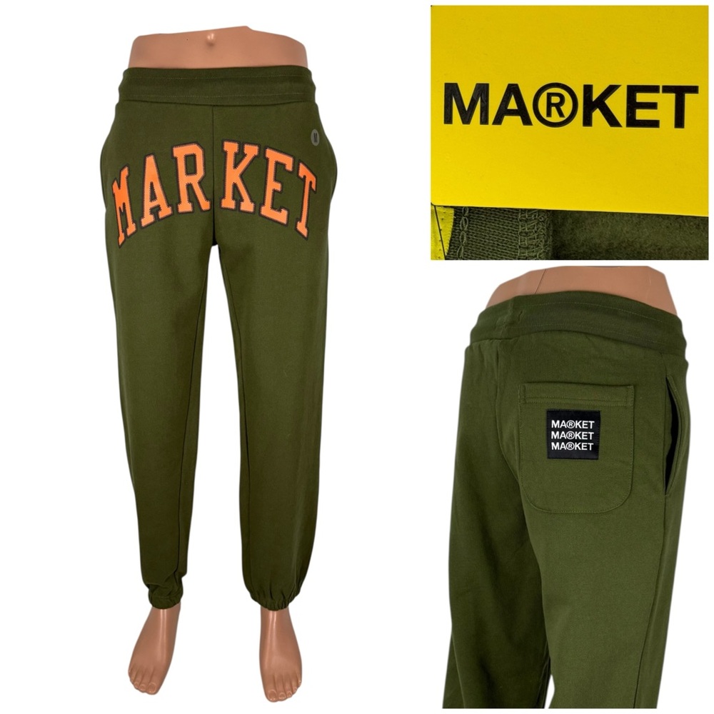 Chinatown Market Mens Medium Sweatpants Outdoor L Jogger Green Stains NWOT